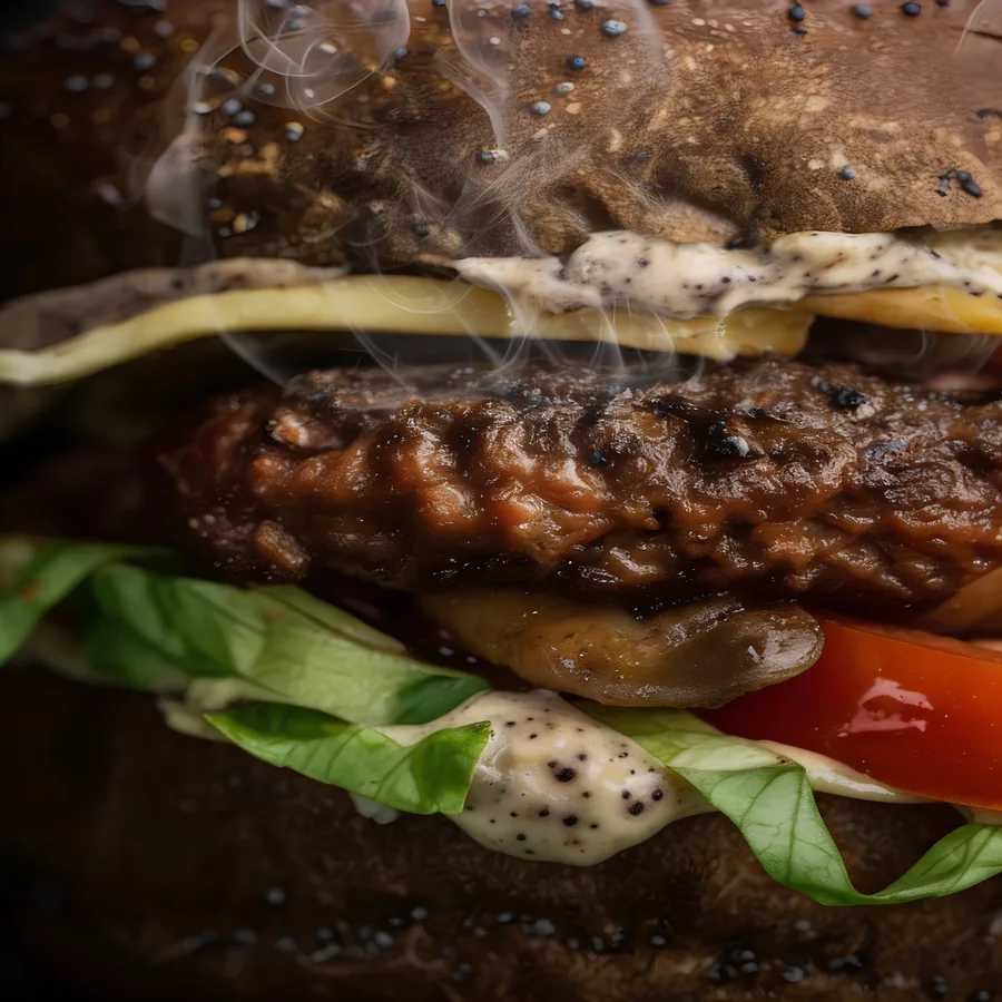 Gros plan carré d’un burger La Pergola